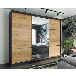 Dulap-cupe Prime Furniture Retro 3 200x205x59 (Graphite/Craft Oak Golden/Black)