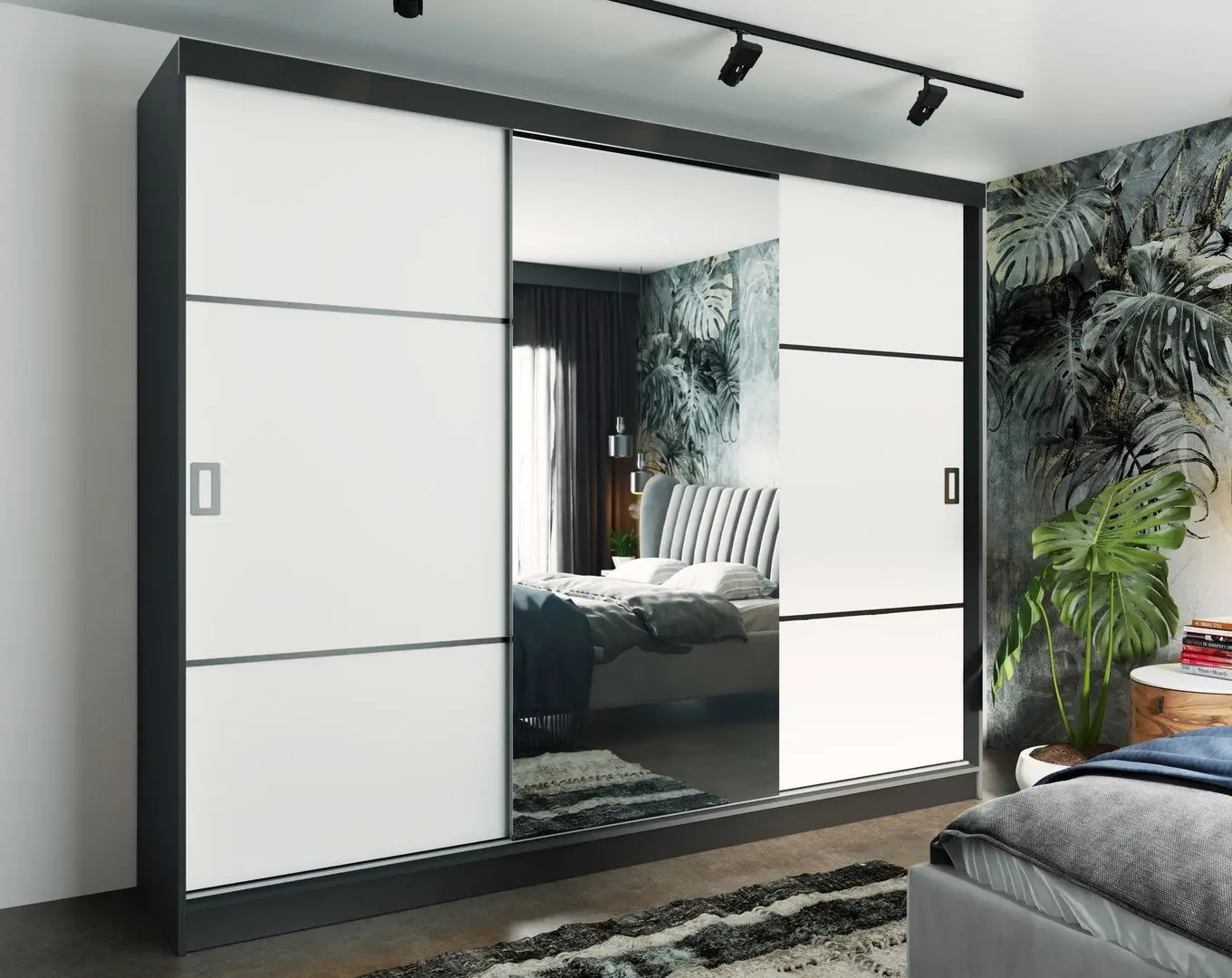 Dulap-cupe Prime Furniture Retro 3 200x205x59 (Graphite/White/Black)