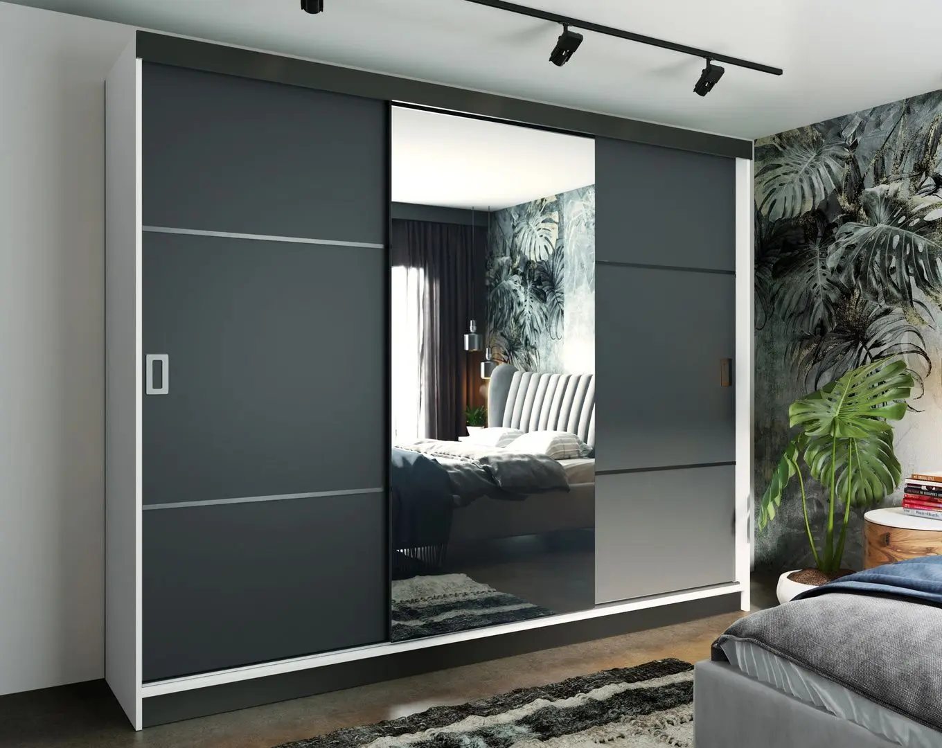 Dulap-cupe Prime Furniture Retro 3 200x205x59 (White/Graphite/Black)