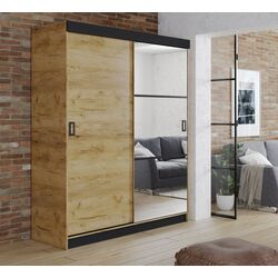 Dulap-cupe Prime Furniture Retro 5 138x205x59 (Craft Oak Golden/Black)