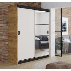 Dulap-cupe Prime Furniture Retro 5 138x205x59 (Craft Oak Golden/White/Black)