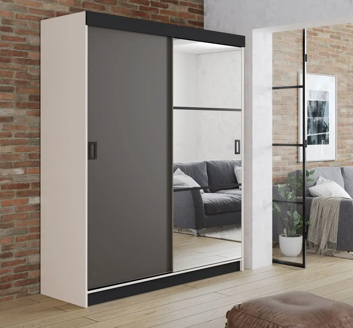 Dulap-cupe Prime Furniture Retro 5 138x205x59 (White/Graphite/Black)