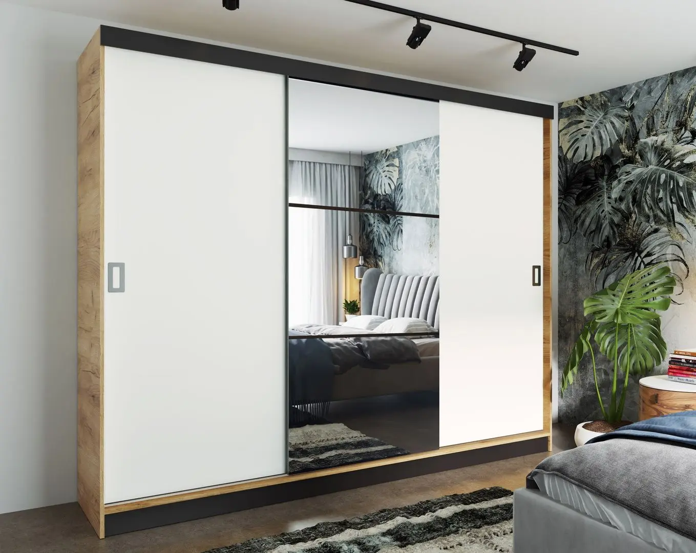 Dulap-cupe Prime Furniture Retro 5 200x205x59 (Craft Oak Golden/White/Black)