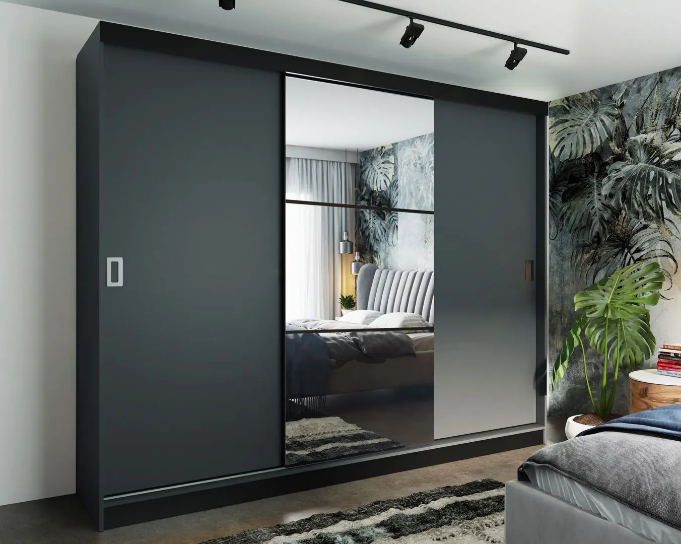 Шкаф-купе Prime Furniture Retro 5 200x205x59 (Graphite/Black)