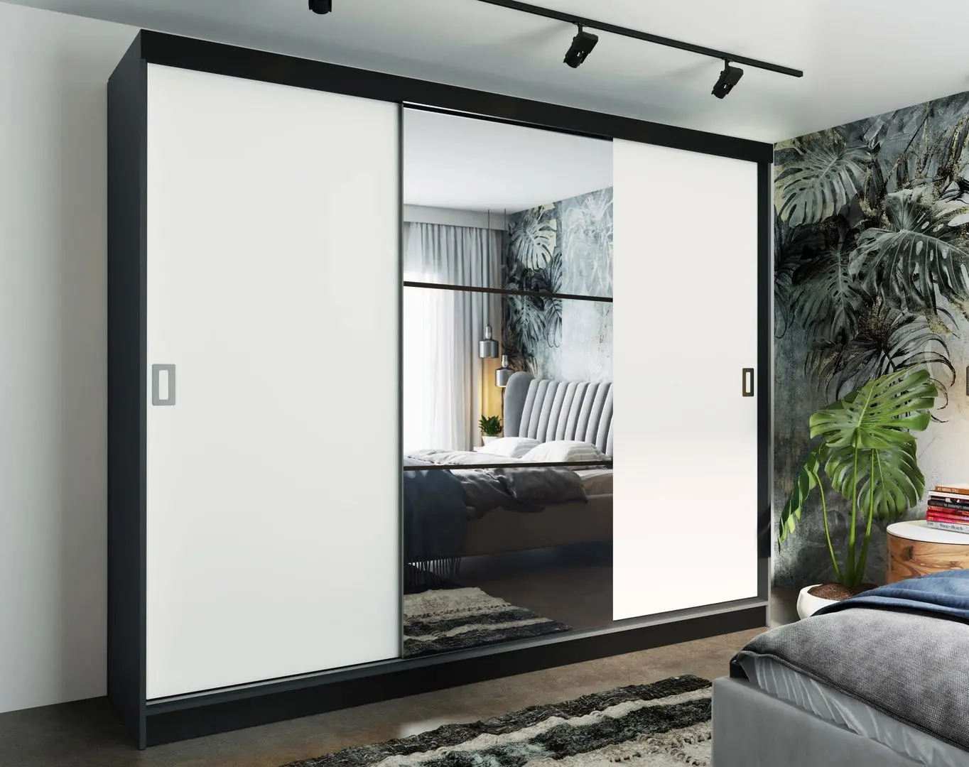 Dulap-cupe Prime Furniture Retro 5 200x205x59 (Graphite/White/Black)