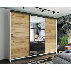 Dulap-cupe Prime Furniture Retro 5 200x205x59 (White/Craft Oak Golden/Black)