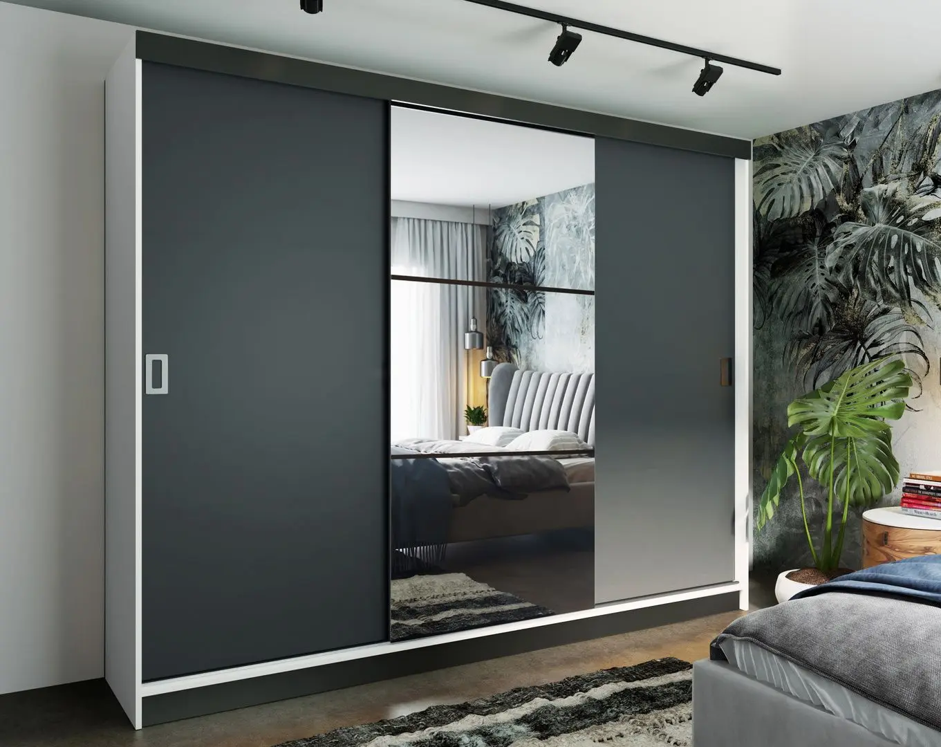 Dulap-cupe Prime Furniture Retro 5 200x205x59 (White/Graphite/Black)