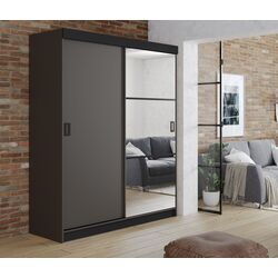 Dulap-cupe Prime Furniture Retro 5 Black Handles 138x205x59 (Graphite/Black)