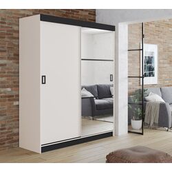 Dulap-cupe Prime Furniture Retro 5 Black Handles 138x205x59 (White/Black)