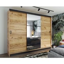 Dulap-cupe Prime Furniture Retro 5 Black Handles 200x205x59 (Craft Oak Golden/Black)