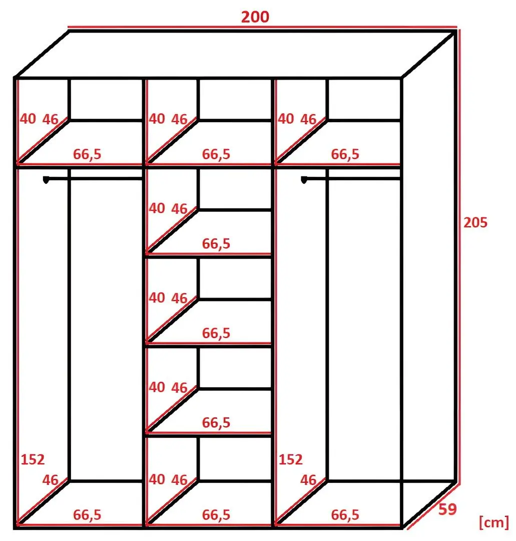 Dulap-cupe Prime Furniture Retro 5 Craft Oak Golden Handles 200x205x59 (Craft Oak Golden/Black) - 2
