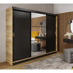 Dulap-cupe Prime Furniture Retro 5 Craft Oak Golden Handles 200x205x59 (Craft Oak Golden/Black)