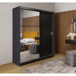 Шкаф-купе Prime Furniture Retro 5 White Handles 138x205x59 (Graphite/Black)