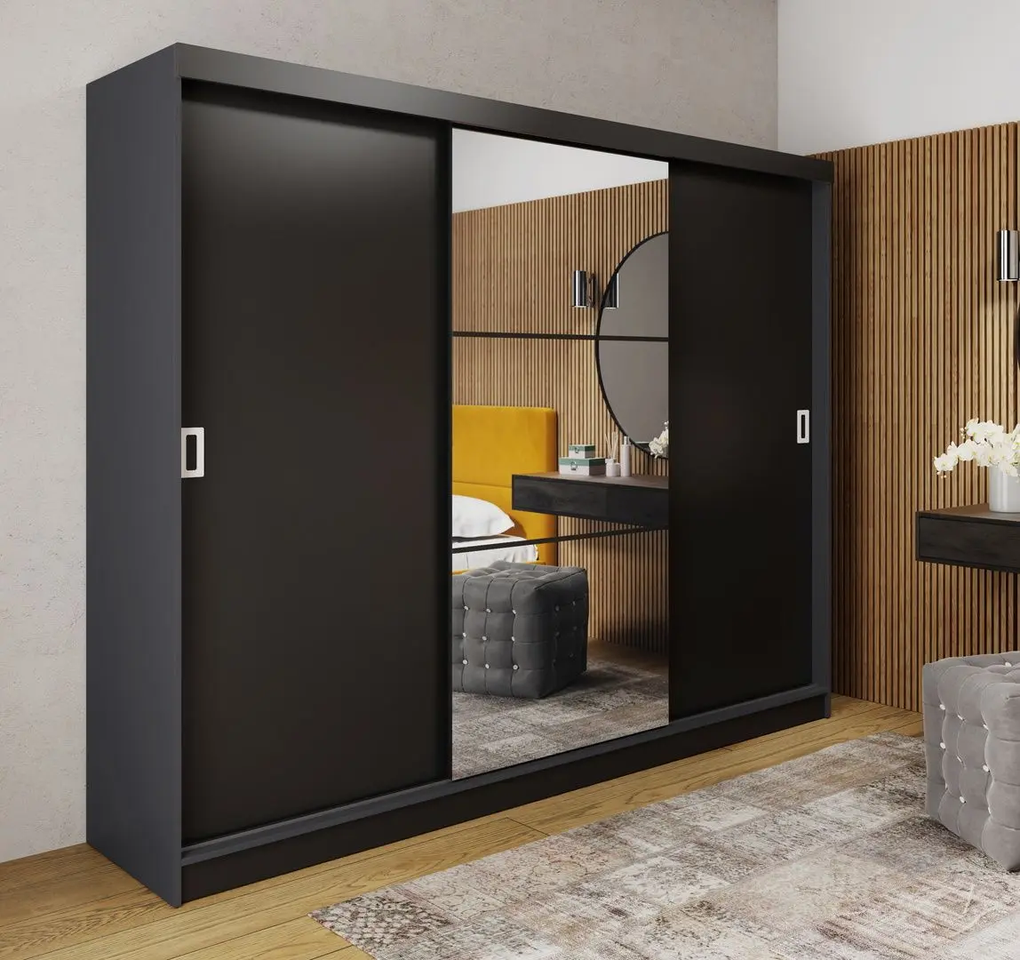 Dulap-cupe Prime Furniture Retro 5 White Handles 200x205x59 (Graphite/Black)