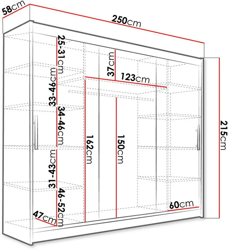 Dulap-cupe Space Meble Aston III 250x215x58 (Chocolate)