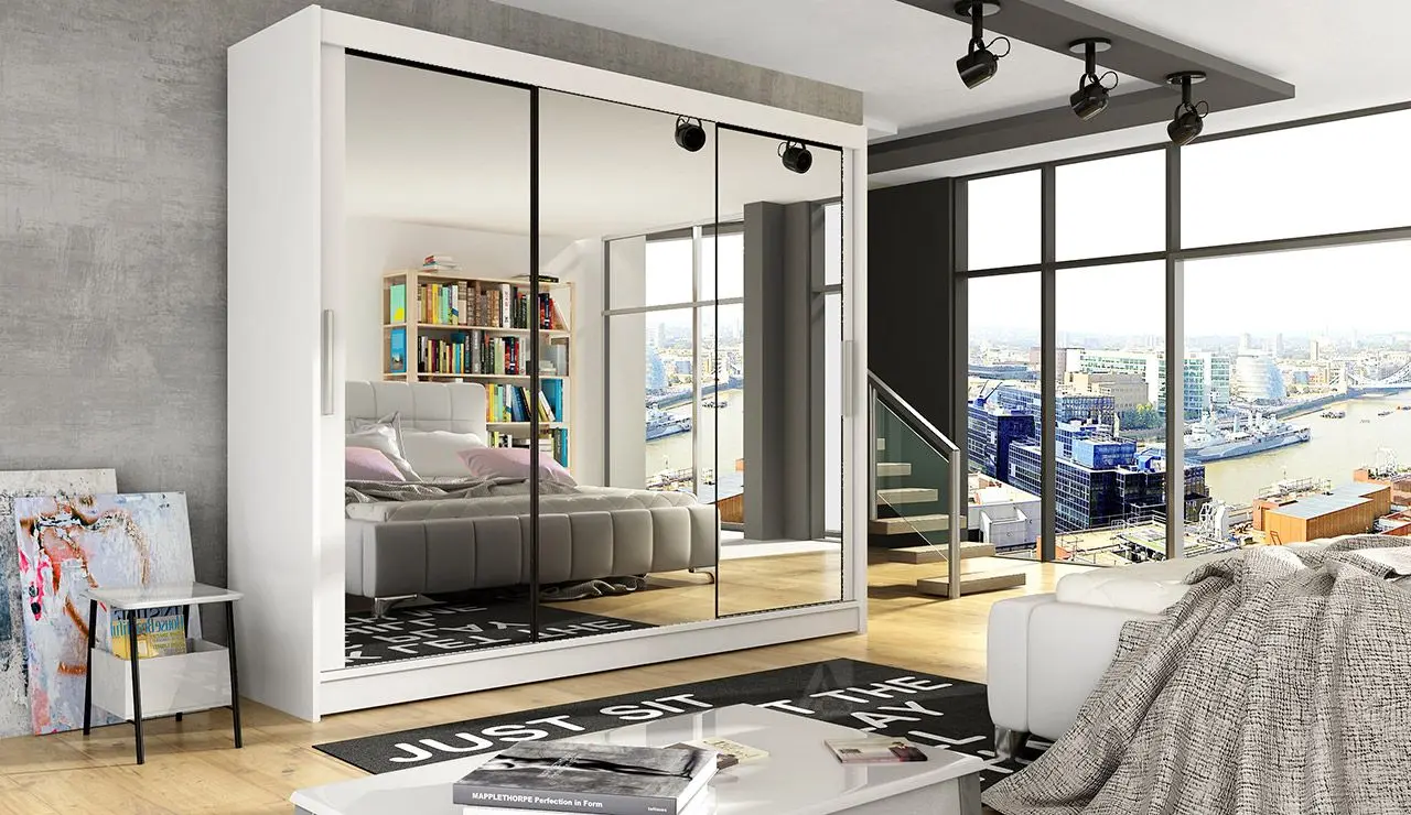 Шкаф-купе Space Meble Aston III 250x215x58 (White Matte)