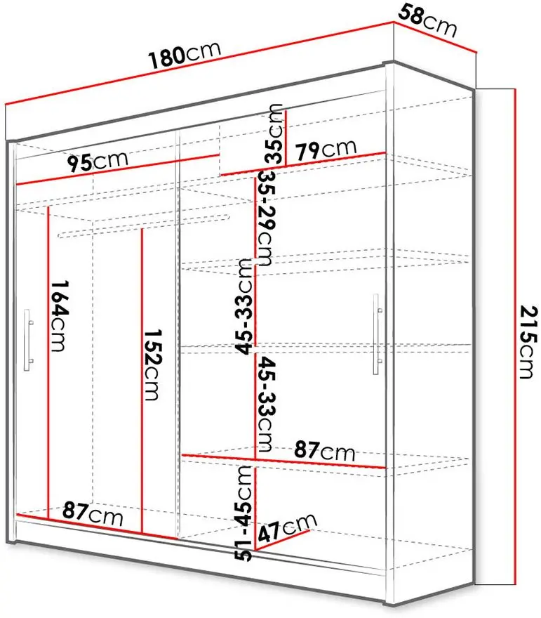 Dulap-cupe Space Meble Bega II 180x215x58 (Chocolate)