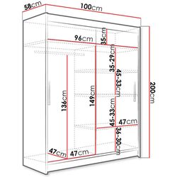 Dulap-cupe Space Meble Costa I 100x200x58 (Black Matte/Artisan) Thumb