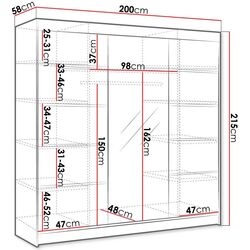 Dulap-cupe Space Meble Derby VI 200x215x58 (Black Matte/Artisan) Thumb