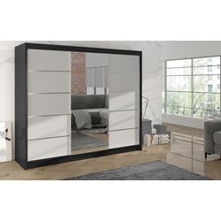 Dulap-cupe Space Meble Derby VI 200x215x58 (Black Matte/White Matte)