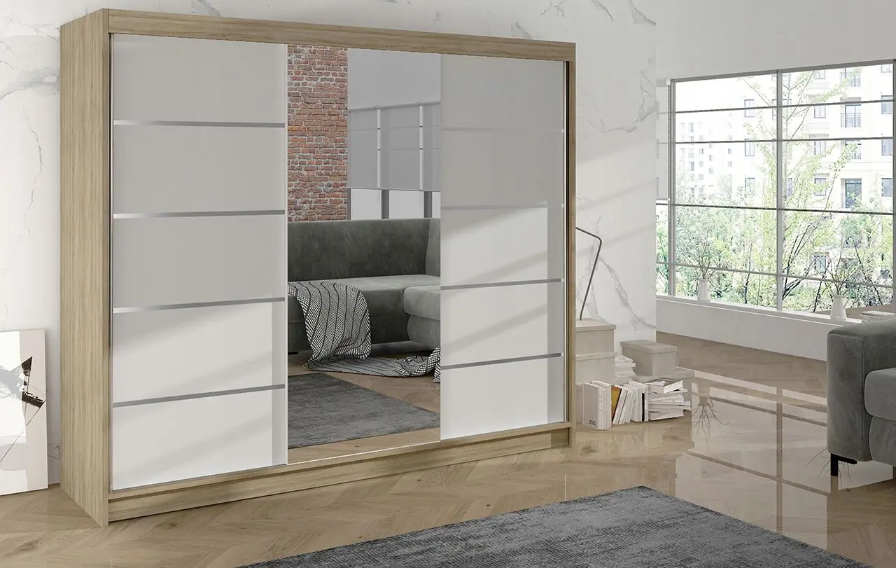 Шкаф-купе Space Meble Derby VI 200x215x58 (Sonoma/White Matte)