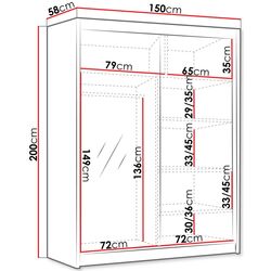Dulap-cupe Space Meble Flavio III 150x200x58 (Black Matte) Thumb