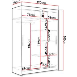 Dulap-cupe Space Meble Miami VI 120x200x58 (Black Matte) Thumb