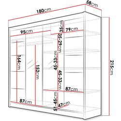 Dulap-cupe Space Meble Talin III 180x215x58 (White Matte) Thumb