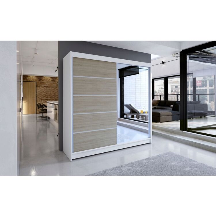Dulap-cupe Space Meble Talin III 180x215x58 (White Matte/Sonoma)