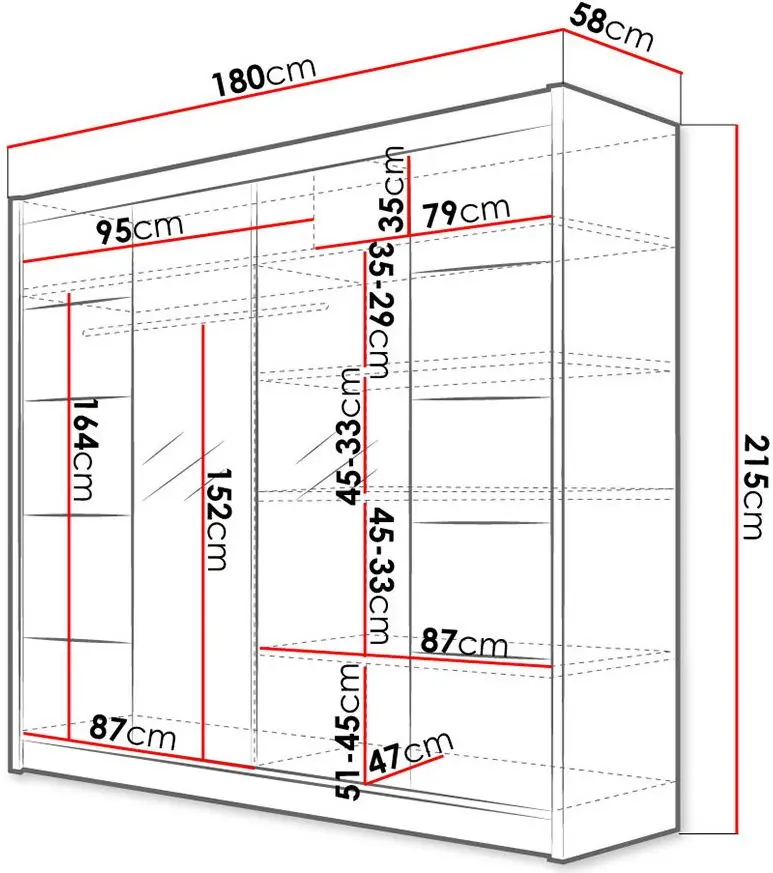 Dulap-cupe Space Meble Talin V 180x215x58 (White Matte)