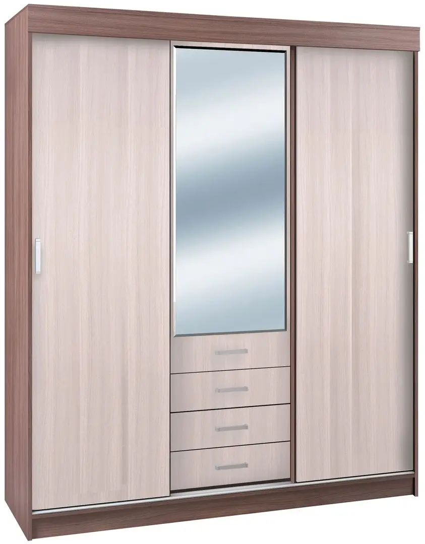 Шкаф-купе Стендмебель Лидер 3К 170х210х58 (Ясень Шимо Темный/Ясень Шимо Светлый)