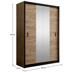 Dulap-cupe Tempo Kondela Craft 150x215 (Black/Craft Oak Golden) Thumb