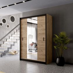 Dulap-cupe Tempo Kondela Craft 150x215 (Black/Craft Oak Golden)