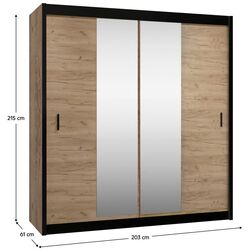 Dulap-cupe Tempo Kondela Craft 203x215 (Black/Craft Oak Golden) Thumb