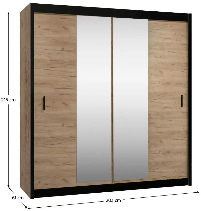 Dulap-cupe Tempo Kondela Craft 203x215 (Black/Craft Oak Golden)