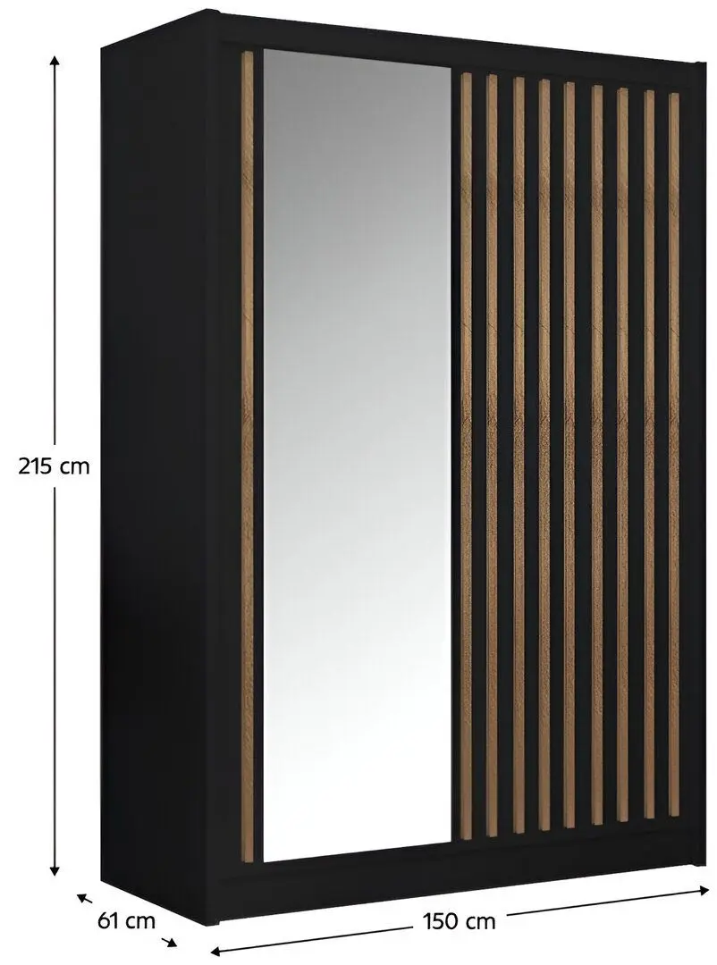 Dulap-cupe Tempo Kondela Ladder 150x215 (Black/Craft Oak Golden)