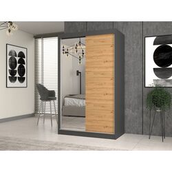 Dulap-cupe TopEshop Iga 120cm 1 Mirror/1 MDF (Anthracite/Artisan Oak) Thumb