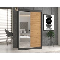 Dulap-cupe TopEshop Iga 120cm 1 Mirror/1 MDF (Anthracite/Artisan Oak) Thumb