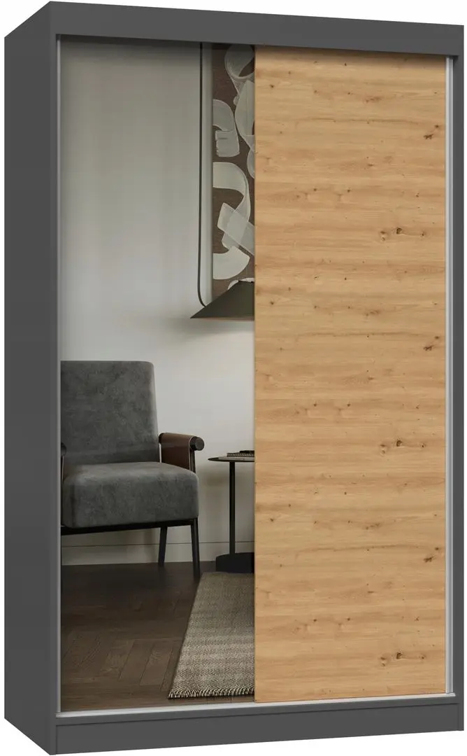 Dulap-cupe TopEshop Iga 120cm 1 Mirror/1 MDF (Anthracite/Artisan Oak)