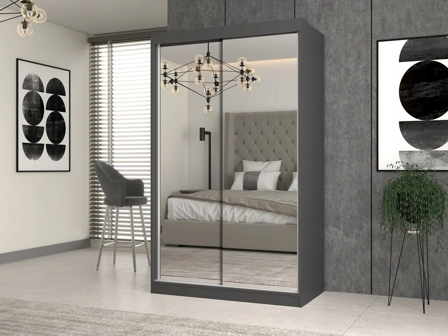 Шкаф-купе TopEshop Iga 120cm 2 Mirror (Anthracite)