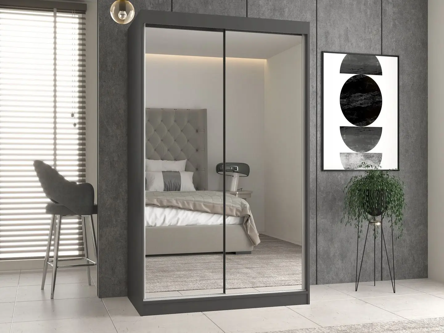 Шкаф-купе TopEshop Iga 120cm 2 Mirror (Anthracite)