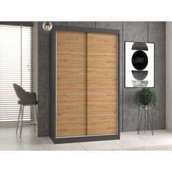 Шкаф-купе TopEshop Iga 120cm with Decorative Stripes (Anthracite/Artisan Oak) Thumb