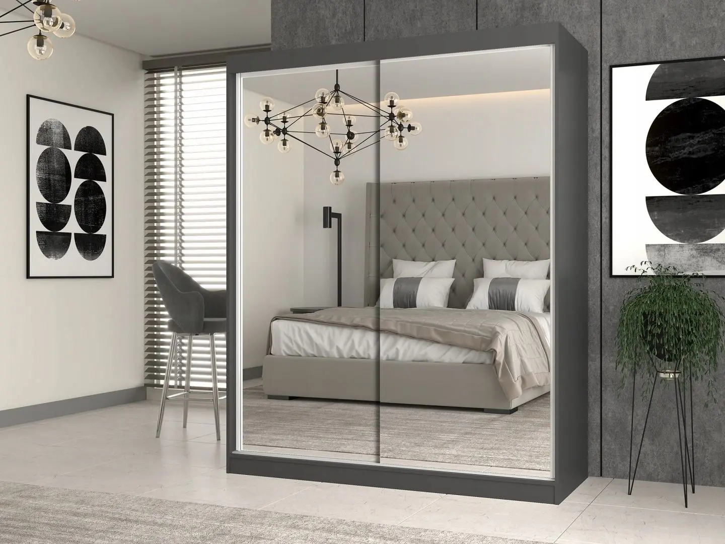 Шкаф-купе TopEshop Iga 160cm 2 Mirror (Anthracite)