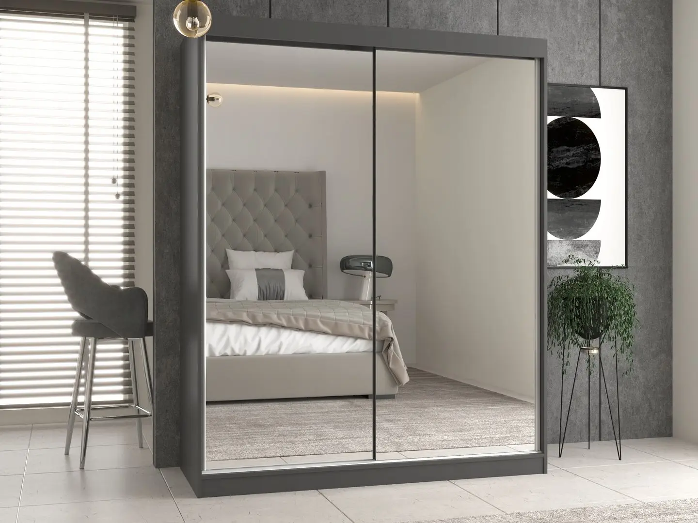 Шкаф-купе TopEshop Iga 160cm 2 Mirror (Anthracite)