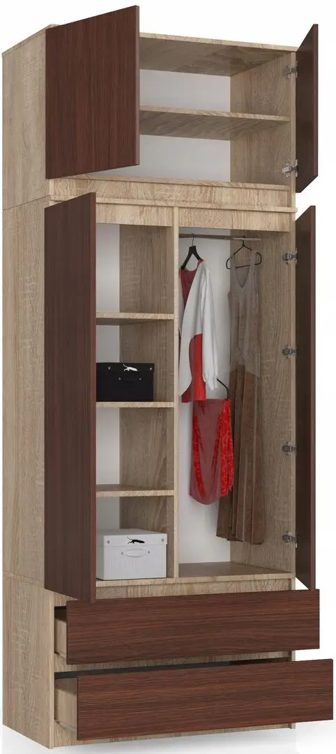 Антресоль Akord S90 2D2SZ (Sonoma Oak/Wenge)