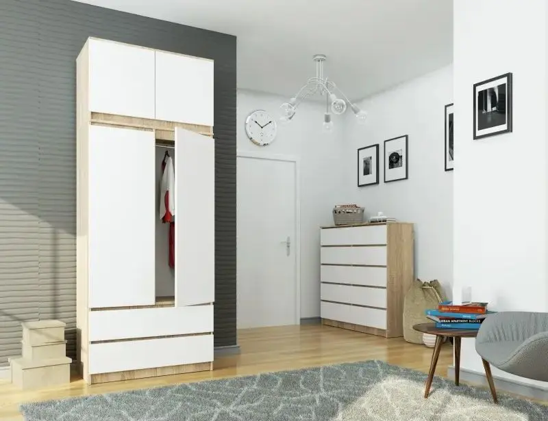 Mezanin Akord S90 2D2SZ (Sonoma Oak/White)