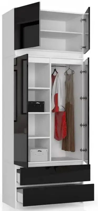 Mezanin Akord S90 2D2SZ (White/Black Gloss)