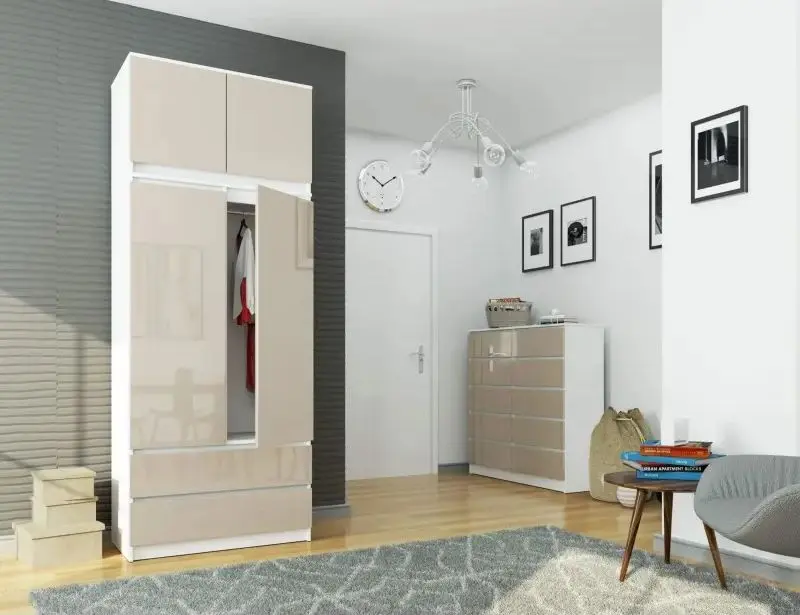 Mezanin Akord S90 2D2SZ (White/Cappuccino Gloss)