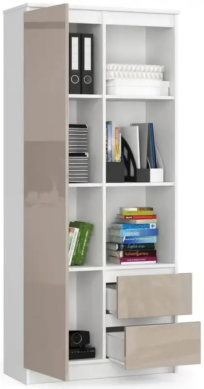 Стеллаж Akord R11 R80 1D2SZ (White/Cappuccino Gloss) - 2