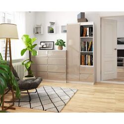 Стеллаж Akord R11 R80 1D2SZ (White/Cappuccino Gloss) Thumb